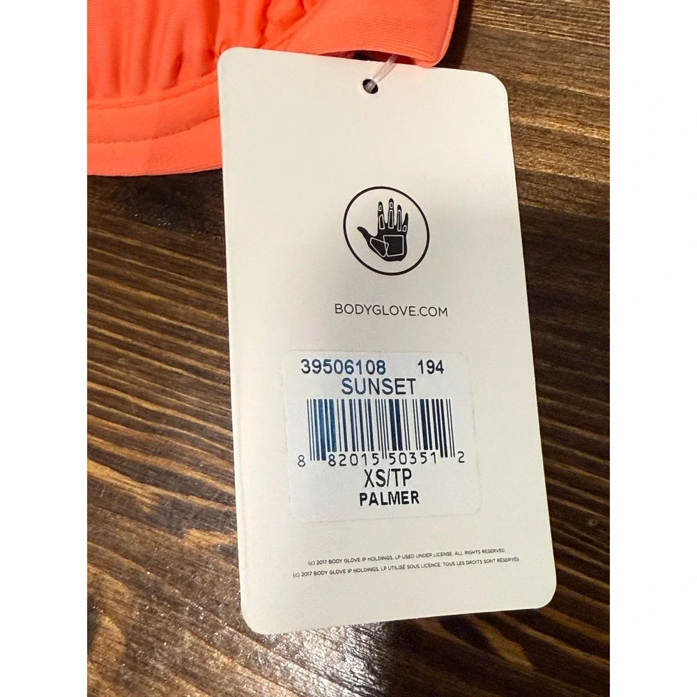 Body Glove Palmer Sunset‎ Coral Bikini Top Swimsuit XS TP